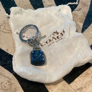 Coach blue padlock keychain nwt